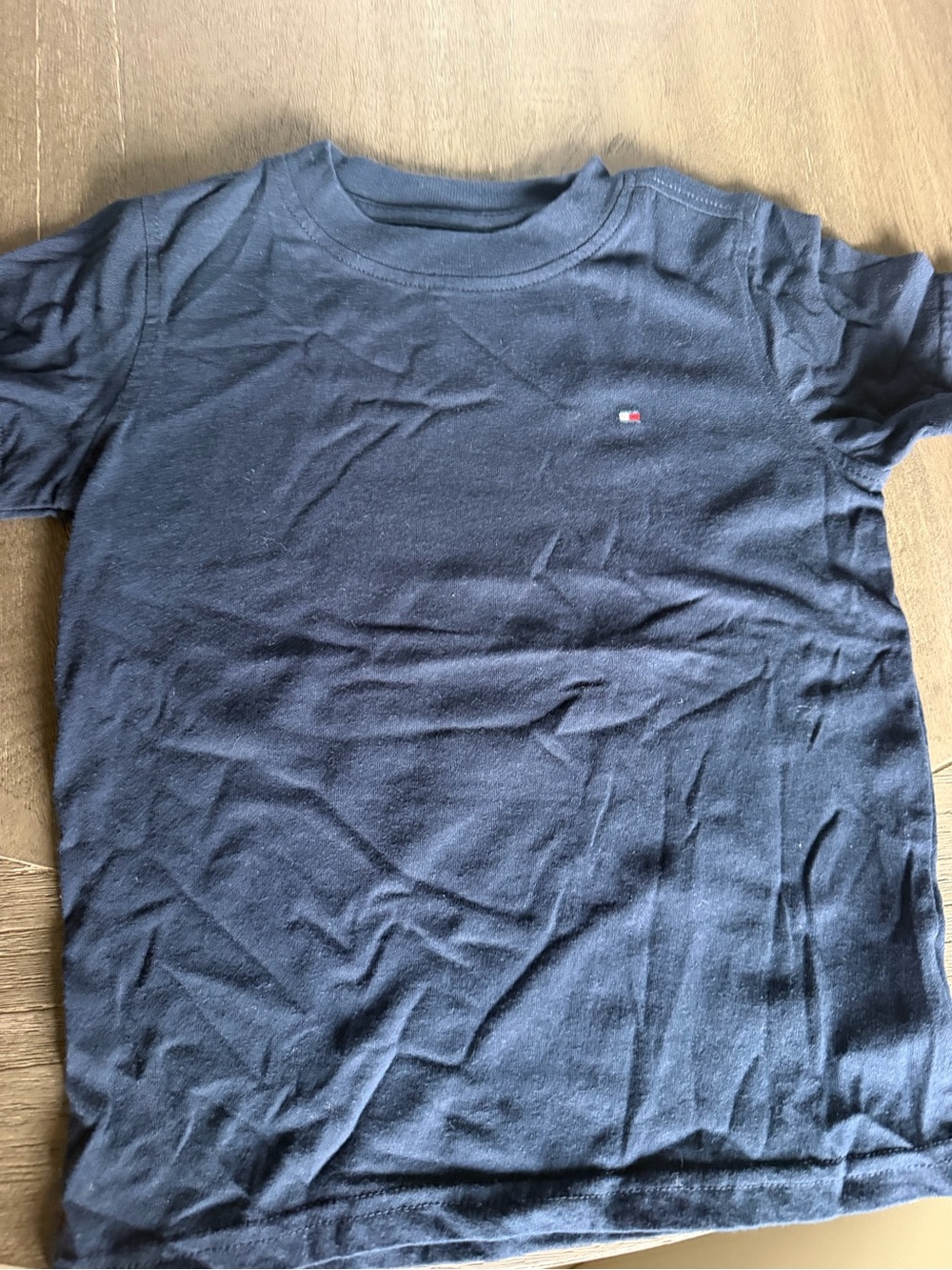 Kids Tommy Hilfiger Navy Short Sleeve Tee with Flag Logo